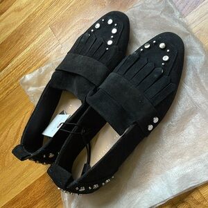 NWT Zara women suede leather loafer 7.5/ 38